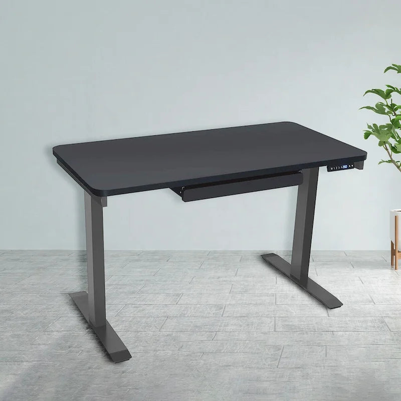 Bureau électrique assis-debout blanc / graphite / noyer / noir, une personne, 122 cm L