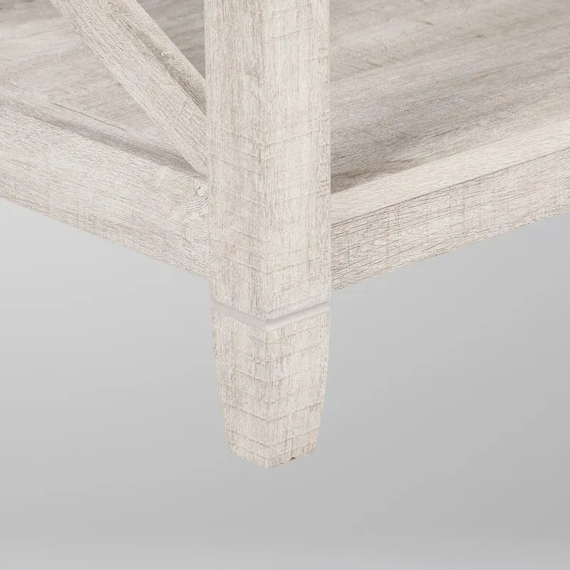 Table basse de ferme gris délavé avec 2 tiroirs