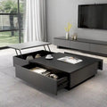 Table basse relevable noire et grise avec 3 tiroirs
