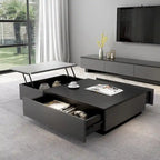 Table basse relevable noire et grise avec 3 tiroirs