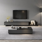 Table basse relevable noire et grise avec 3 tiroirs