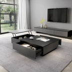 Table basse relevable noire et grise avec 3 tiroirs