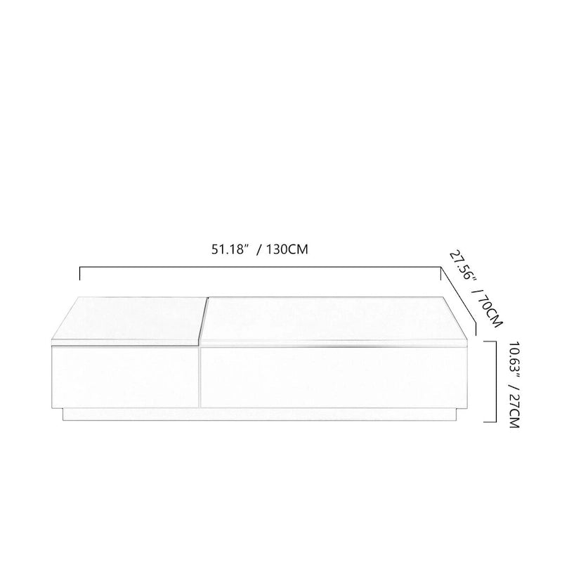 Table basse relevable noire et grise avec 3 tiroirs