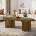 Table basse rectangulaire marron, 120 cm, plateau à lattes, pour 1 à 4 personnes