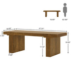 Table basse rectangulaire marron, 120 cm, plateau à lattes, pour 1 à 4 personnes
