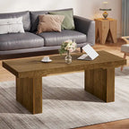 Table basse rectangulaire marron, 120 cm, plateau à lattes, pour 1 à 4 personnes