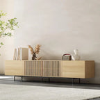 Meuble TV console Noyer naturel, 2 tailles, style Mid-Century
