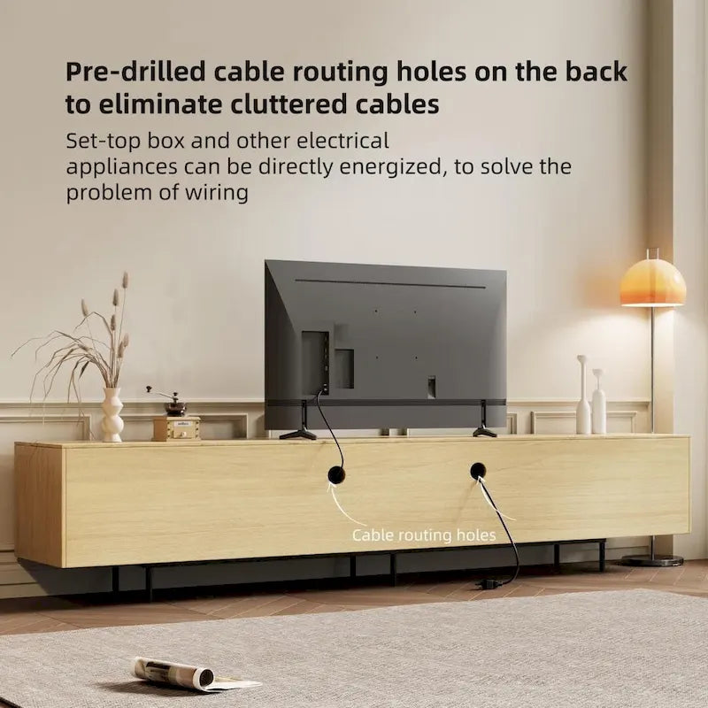 Meuble TV console Noyer naturel, 2 tailles, style Mid-Century
