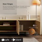 Meuble TV console Noyer naturel, 2 tailles, style Mid-Century