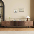 Meuble TV console Noyer naturel, 2 tailles, style Mid-Century