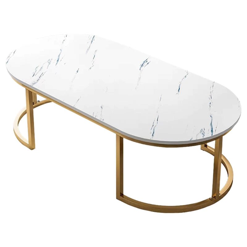 Table basse ovale blanche et or