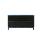 Buffet bahut commode en rotin bleu marine antique, meuble de rangement d'appoint à 1 porte