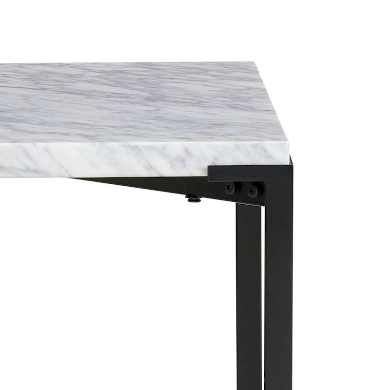 Table d'appoint en marbre gris, piètement en acier, simple