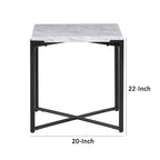 Table d'appoint en marbre gris, piètement en acier, simple