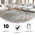 Table pliante en plastique blanc granit, deux pans, 10 places, 2,4 m