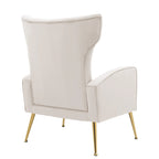 Fauteuil d'appoint dossier haut en velours, bleu paon / gris / blanc, une place