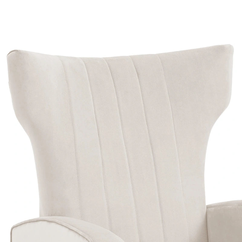 Fauteuil d'appoint dossier haut en velours, bleu paon / gris / blanc, une place