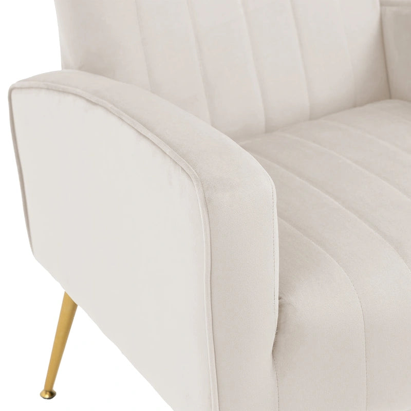 Fauteuil d'appoint dossier haut en velours, bleu paon / gris / blanc, une place