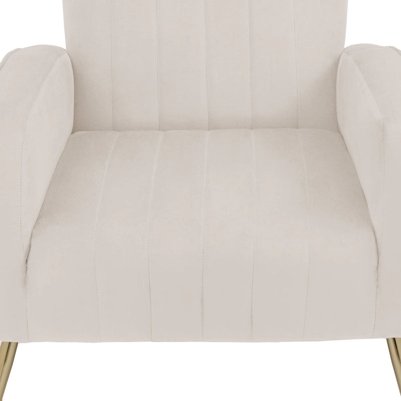 Fauteuil d'appoint dossier haut en velours, bleu paon / gris / blanc, une place