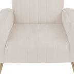 Fauteuil d'appoint dossier haut en velours, bleu paon / gris / blanc, une place