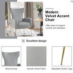 Fauteuil d'appoint dossier haut en velours, bleu paon / gris / blanc, une place