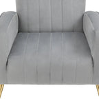 Fauteuil d'appoint dossier haut en velours, bleu paon / gris / blanc, une place