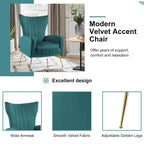 Fauteuil d'appoint dossier haut en velours, bleu paon / gris / blanc, une place