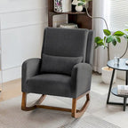 Fauteuil à bascule en tissu noir/gris/beige avec oreiller, planeur pour 1 personne