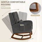 Fauteuil à bascule en tissu noir/gris/beige avec oreiller, planeur pour 1 personne