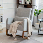Fauteuil à bascule en tissu noir/gris/beige avec oreiller, planeur pour 1 personne