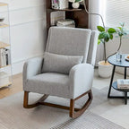 Fauteuil à bascule en tissu noir/gris/beige avec oreiller, planeur pour 1 personne