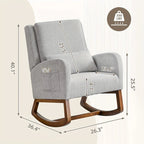 Fauteuil à bascule en tissu noir/gris/beige avec oreiller, planeur pour 1 personne