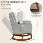 Fauteuil à bascule en tissu noir/gris/beige avec oreiller, planeur pour 1 personne