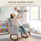 Fauteuil à bascule en tissu noir/gris/beige avec oreiller, planeur pour 1 personne