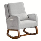 Fauteuil à bascule en tissu noir/gris/beige avec oreiller, planeur pour 1 personne