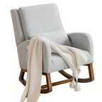 Fauteuil à bascule en tissu noir/gris/beige avec oreiller, planeur pour 1 personne