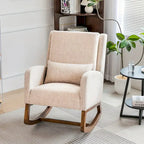 Fauteuil à bascule en tissu noir/gris/beige avec oreiller, planeur pour 1 personne