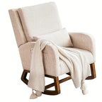 Fauteuil à bascule en tissu noir/gris/beige avec oreiller, planeur pour 1 personne