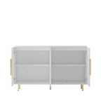 Bahut avec portes décoratives cannelées, buffet en bois avec poignées métalliques, meuble de rangement avec étagères réglables